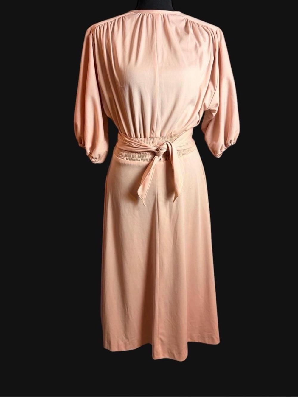 Vintage 70s Pink Dress with Tie Waist